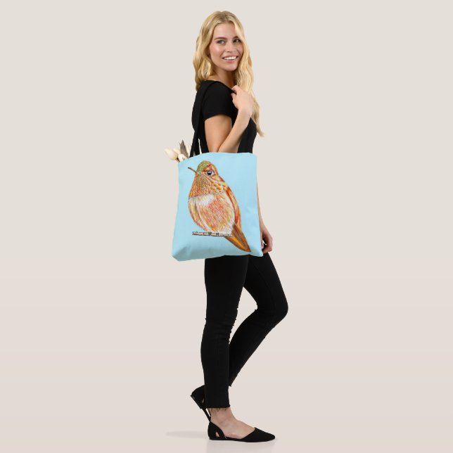 Perched Orange Hummingbird  Tote Bag (On Model)