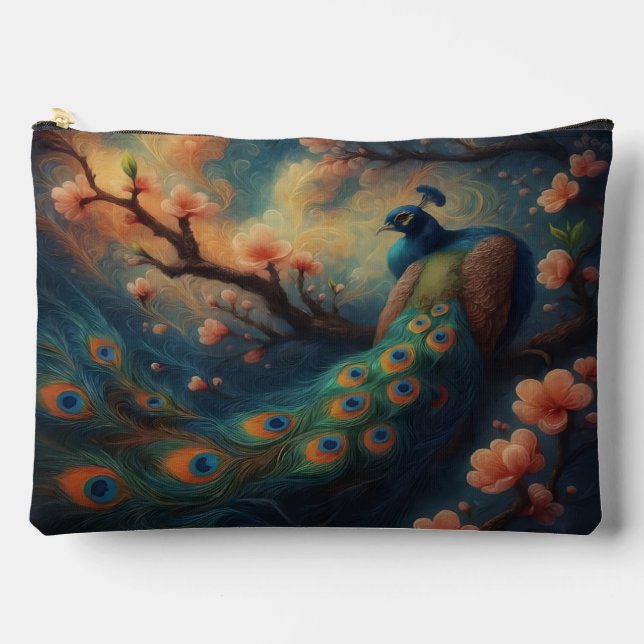 Perched Peacock  Accessory Pouch (Front)