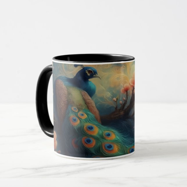 Perched Peacock Mug (Front Left)