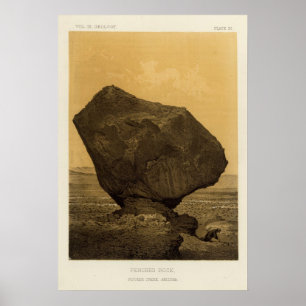 Perched rock, Rocker Creek, Arizona Poster
