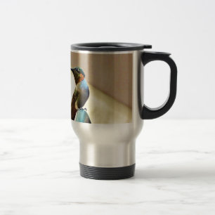 Perched Ruby and Green  little Hummingbird Travel Mug