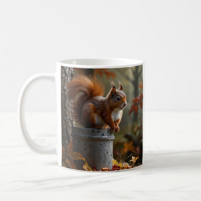 Perched Squirrel Forest Coffee Mug (Left)
