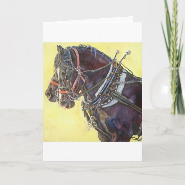 Percheron Draught   horse team greeting card (Front)