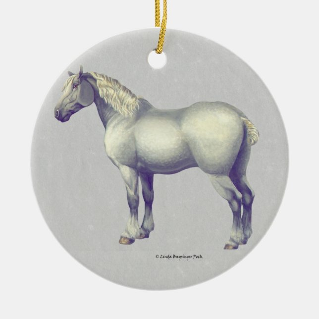 Percheron Horse Ceramic Tree Decoration (Front)