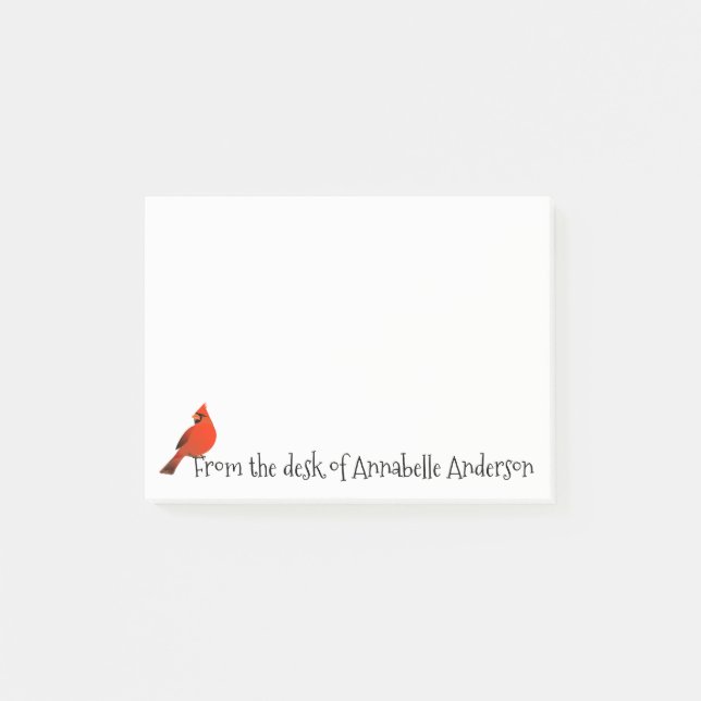 Perching Cardinal Personalise Post-it Notes (Front)