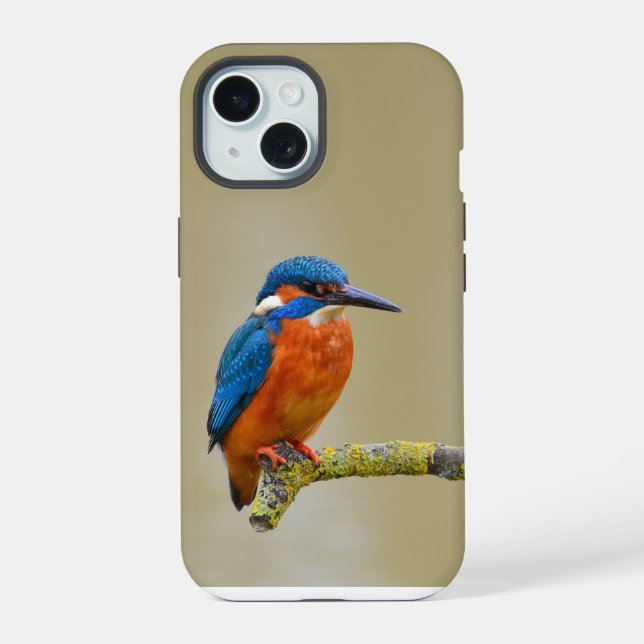 Perching Kingfisher iPhone 15 Case (Back)