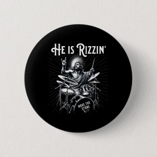 Percussion Drum Funny Rizz He Is Rizzin Jesus Drum 6 Cm Round Badge