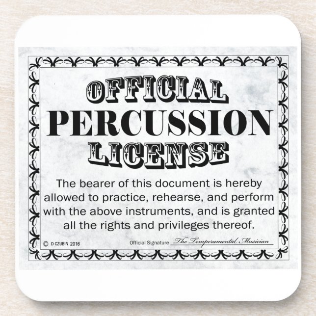 Percussion License Coaster (Front)