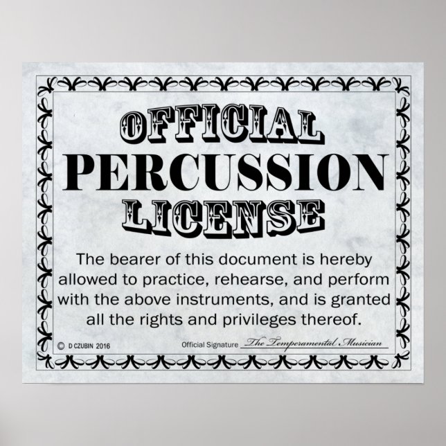 Percussion License Poster (Front)