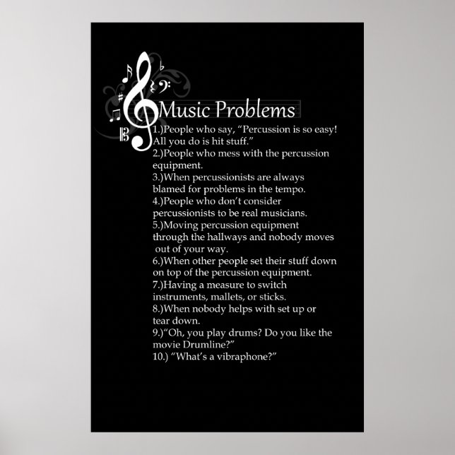 Percussion Problems List Poster (Front)