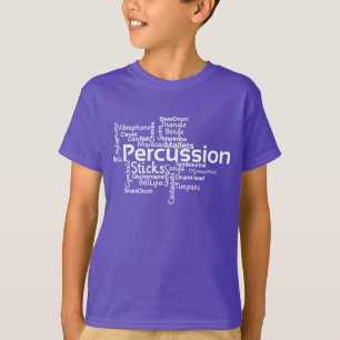 Percussion Word Cloud White Text T-Shirt