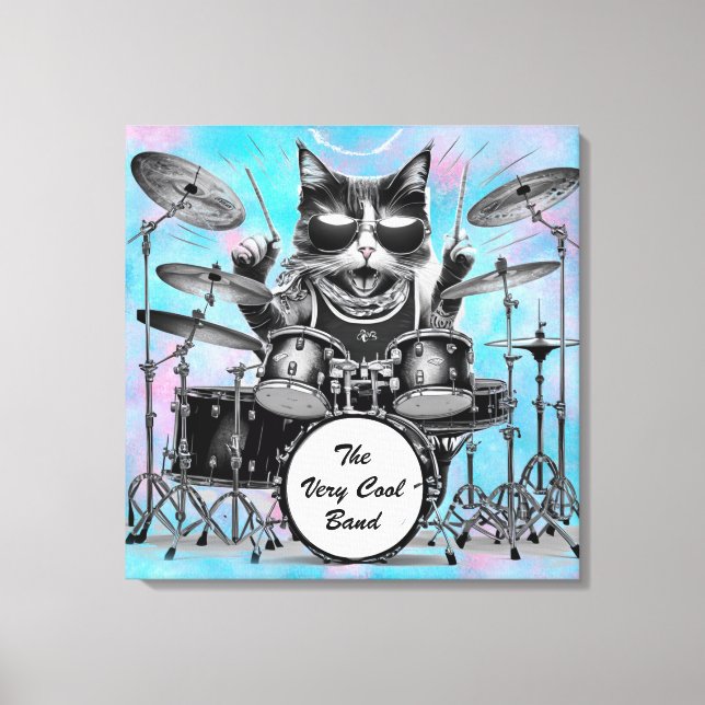 *~ Percussionist Cool Cat DRUMMER AP91 Customise Canvas Print (Front)