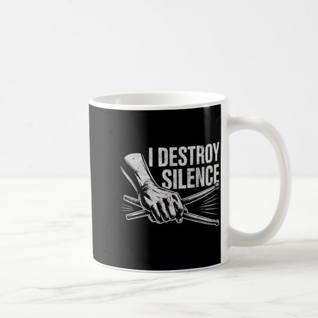 Percussionist Drummer I Destroy Silence Drumming L Coffee Mug (Right)