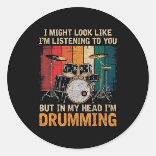Percussionist Drumming For Drum Set Lover Drummers Classic Round Sticker