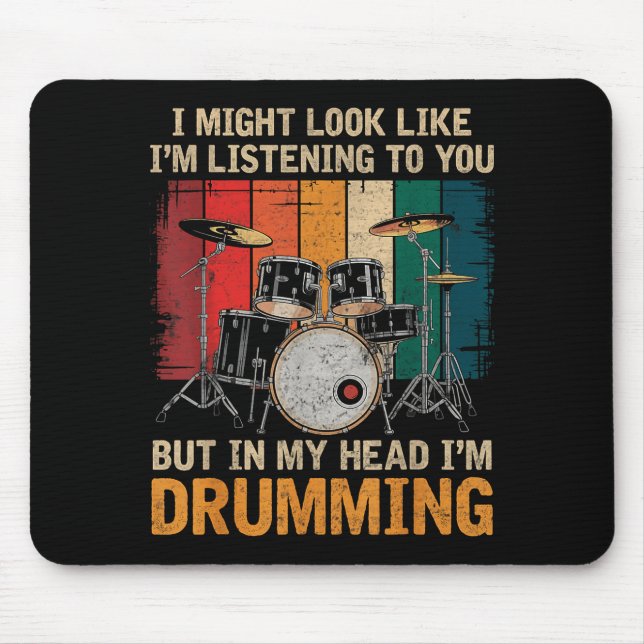 Percussionist Drumming For Drum Set Lover Drummers Mouse Mat (Front)