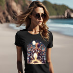 Percussive Aquatic Performance T-Shirt<br><div class="desc">An octopus skilfully plays the drums,  surrounded by swirling ocean currents and colourful marine life.</div>