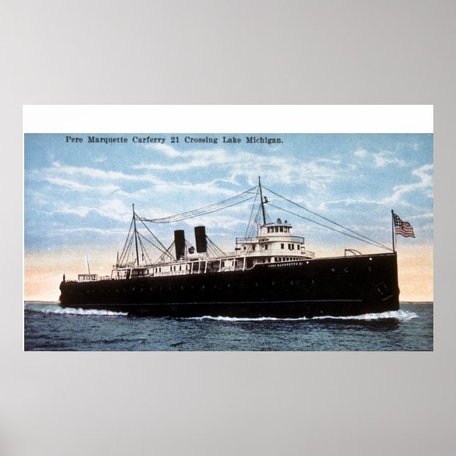 Pere Marquette Car Ferry 21 Crossing Lake Michigan Poster (Front)