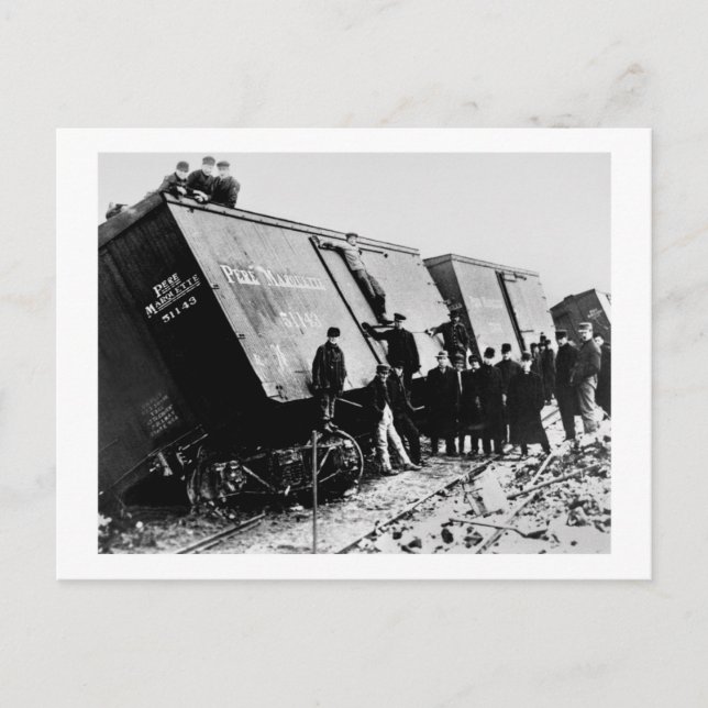 Pere Marquette Railway Freight Wreck Postcard (Front)