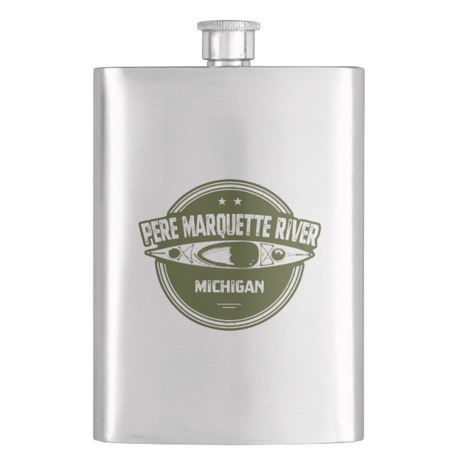 Pere Marquette River Michigan Kayaking Hip Flask (Front)