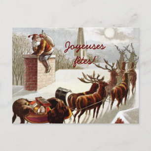 Père Noël avec traîneau et renne cartes postales Postcard