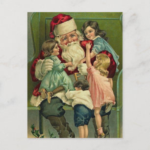Père Noël et enfants Postcard