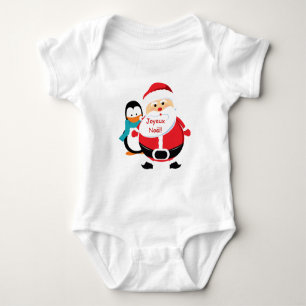Père Noël et Manchot Santa Claus infant t-shirt Baby Bodysuit