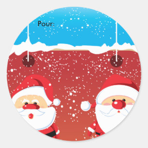 Père Noël Santa Claus Autocollants ronds Etiquette Classic Round Sticker