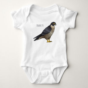Peregrine falcon bird cartoon illustration  baby bodysuit