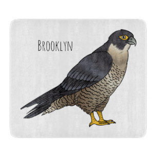 Peregrine falcon bird cartoon illustration cutting board