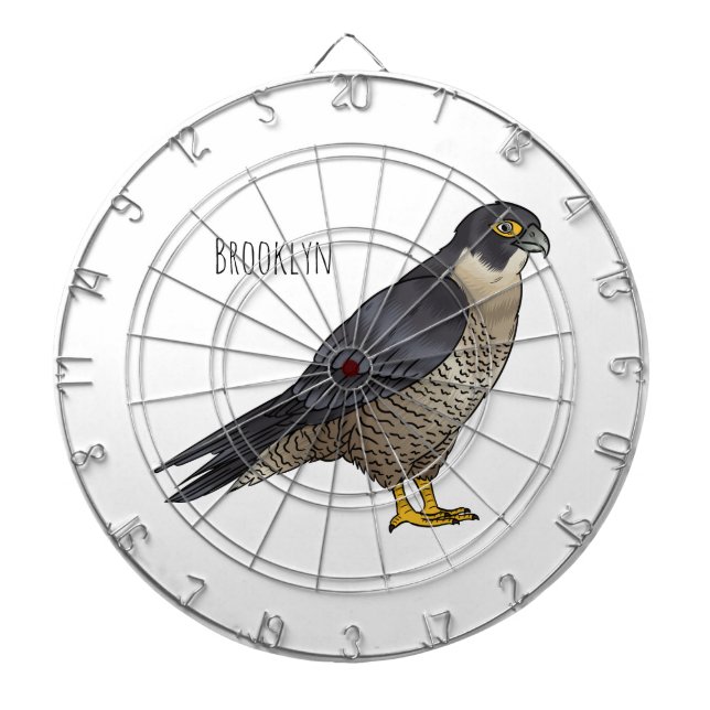 Peregrine falcon bird cartoon illustration  dartboard (Front)
