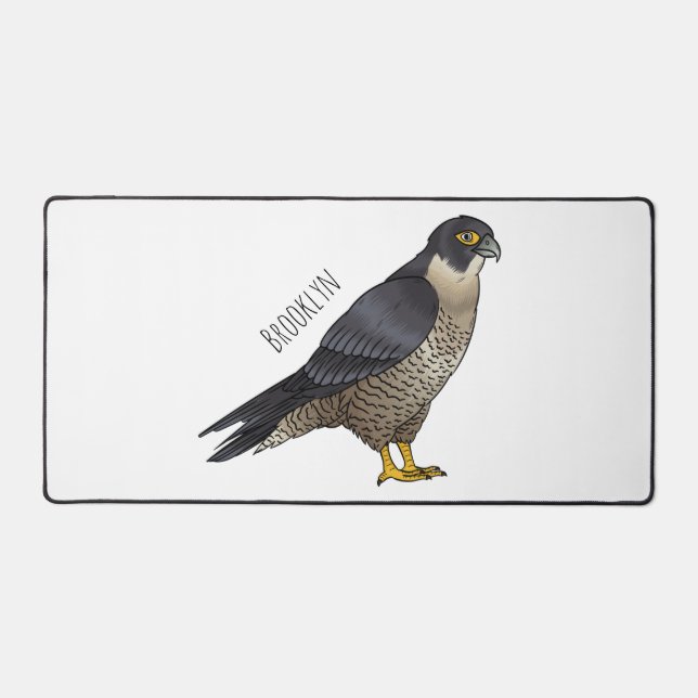 Peregrine falcon bird cartoon illustration desk mat (Front)