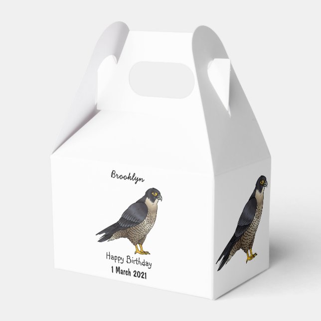 Peregrine falcon bird cartoon illustration favour box (Front Side)