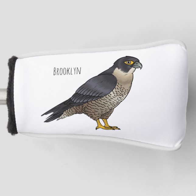 Peregrine falcon bird cartoon illustration  golf head cover (Front)