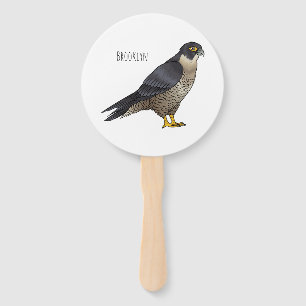 Peregrine falcon bird cartoon illustration  hand fan