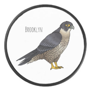 Peregrine falcon bird cartoon illustration hockey puck