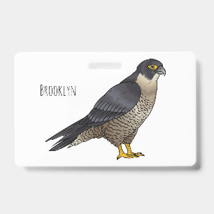 Peregrine falcon bird cartoon illustration  ID badge