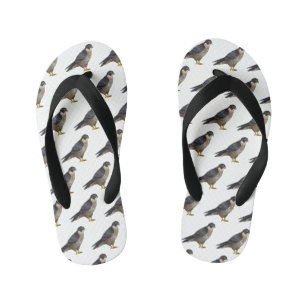 Peregrine falcon bird cartoon illustration kid's flip flops
