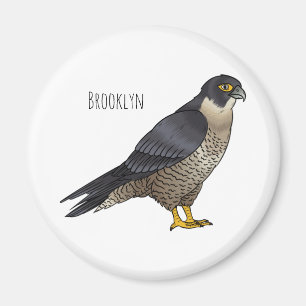Peregrine falcon bird cartoon illustration  magnet