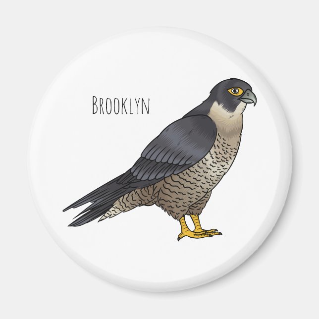 Peregrine falcon bird cartoon illustration  magnet (Front)