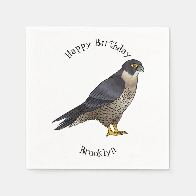 Peregrine falcon bird cartoon illustration  napkin (Front)