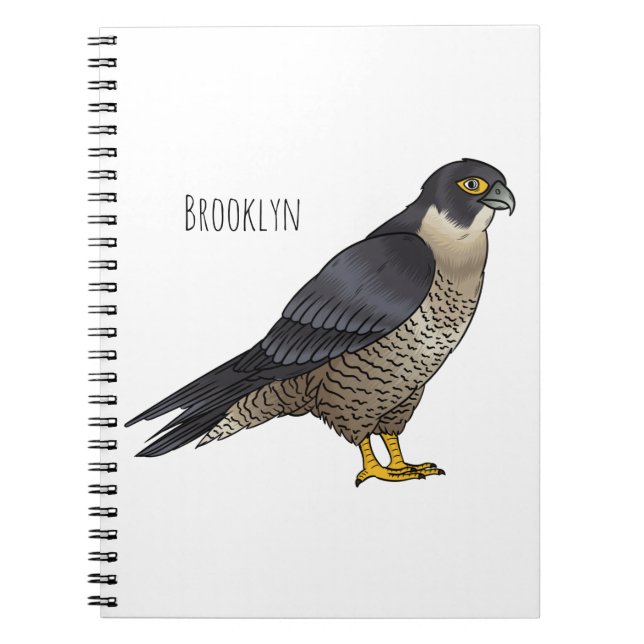Peregrine falcon bird cartoon illustration  notebook (Front)