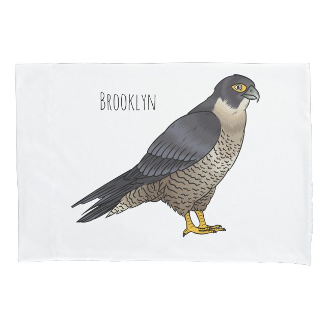 Peregrine falcon bird cartoon illustration  pillowcase (Front)