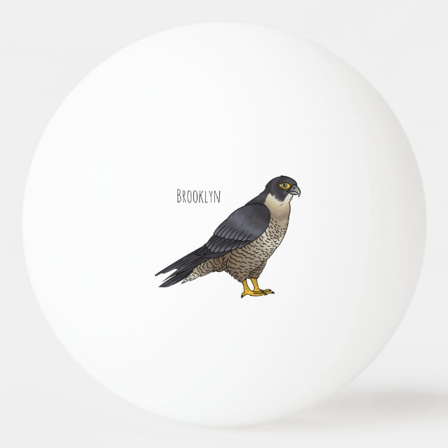 Peregrine falcon bird cartoon illustration ping pong ball (Front)