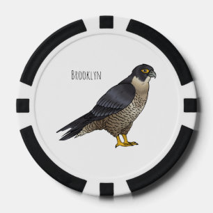 Peregrine falcon bird cartoon illustration  poker chips