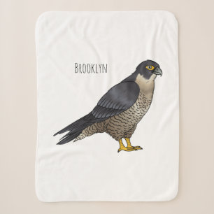Peregrine falcon bird cartoon illustration sherpa blanket