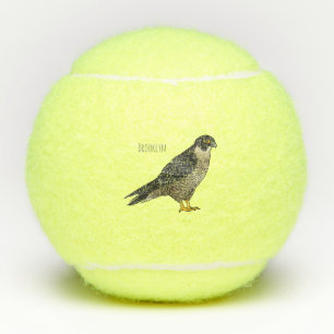 Peregrine falcon bird cartoon illustration  tennis balls
