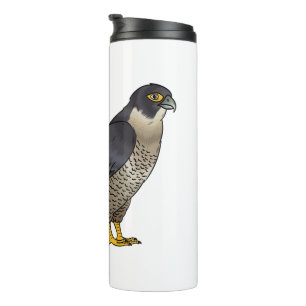 Peregrine falcon bird cartoon illustration thermal tumbler