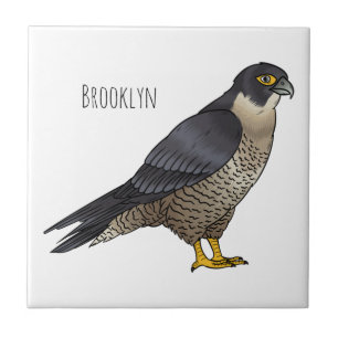 Peregrine falcon bird cartoon illustration tile