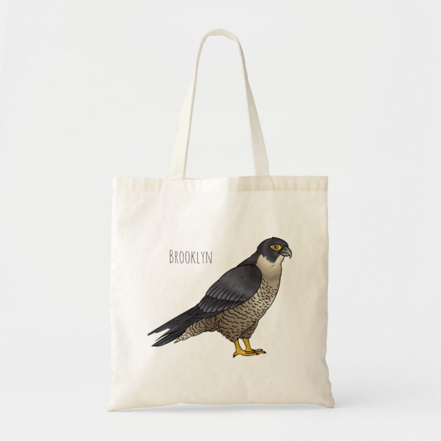 Peregrine falcon bird cartoon illustration  tote bag (Front)