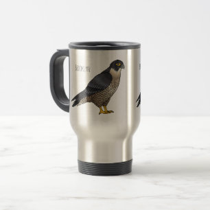 Peregrine falcon bird cartoon illustration  travel mug